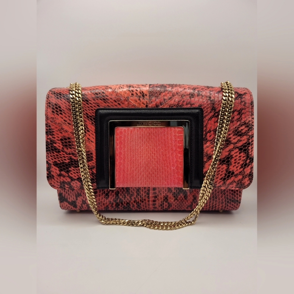 Jimmy Choo Rare Hot Pink Snakeskin Shoulder Bag